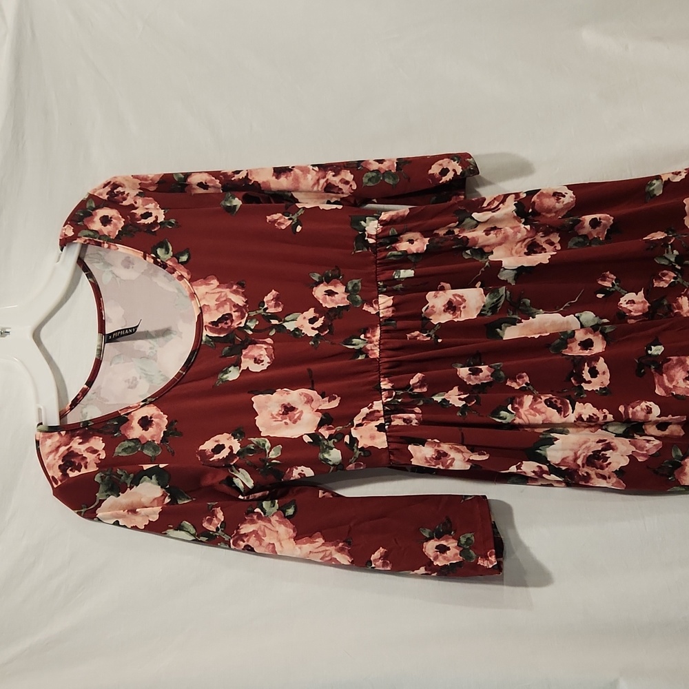Piphany 3/4 sleeve floral pink and red Maxi dress size M